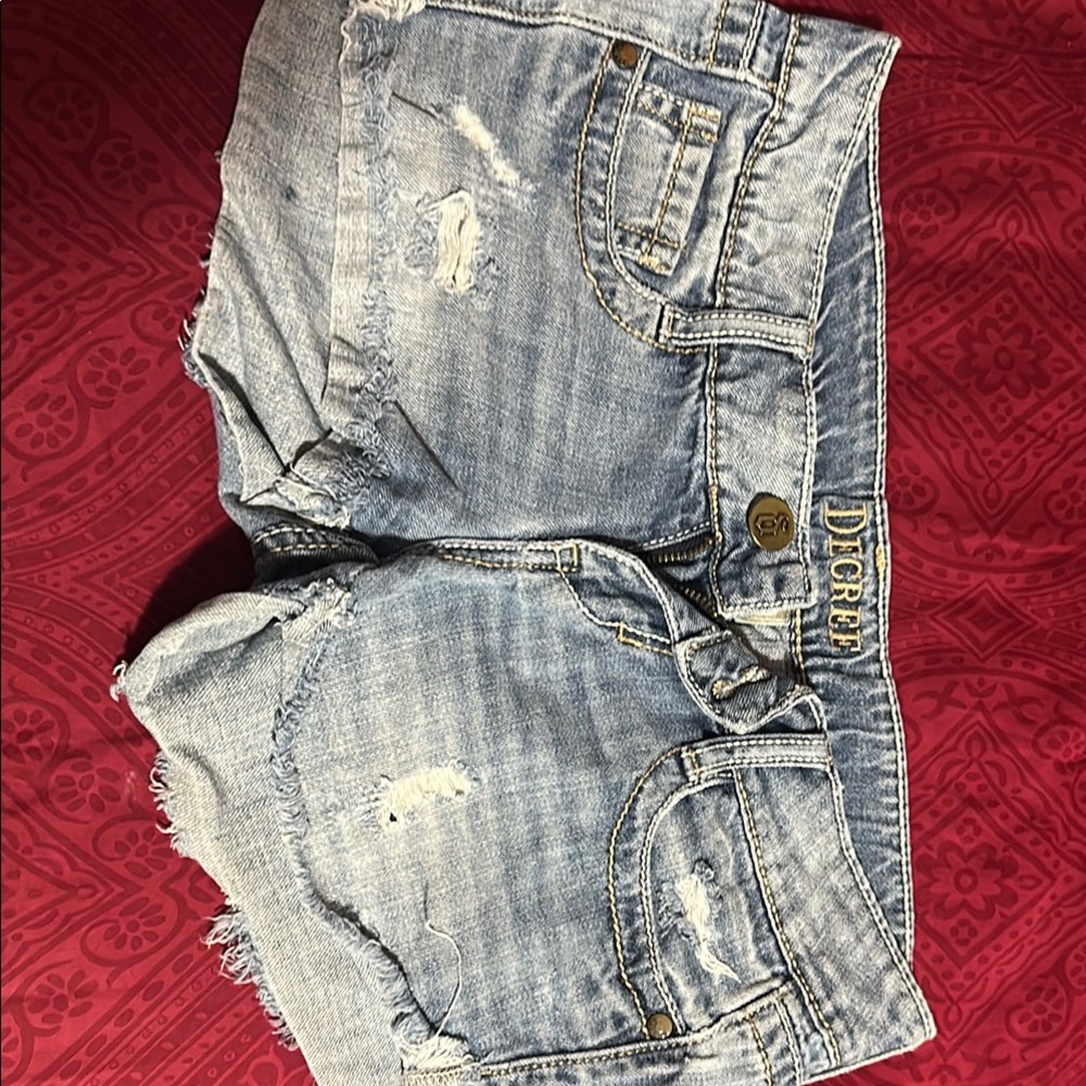 Decree Blue Jean Shorts Distressed Cut-Offs